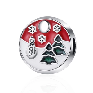 Cartoon Weihnachten Emaille Legierung Perlen Rund Schneemann Weihnachtsbaum Anhänger Für DIY Armband Halskette Handgefertigte Schmuckherstellung Geschenk