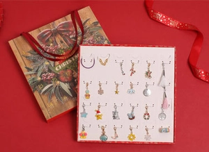 Christmas advent calendar set with unicorn jewelry necklace bracelet and charms