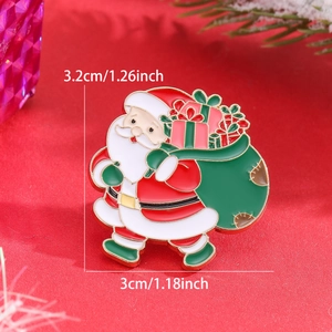 Close-up of Santa Claus enamel brooch showing dimensions 3.2cm height and 3.0cm width