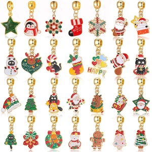 Pendentifs de Noël en Alliage Émail DIY Accessoire Bijoux Père Noël Bonhomme de Neige Renne Flocon de Neige pour Bracelet Collier