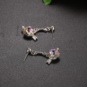 Minimalist heart crystal drop earrings with arrow design and gradient iridescent finish