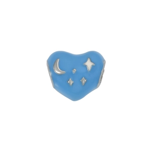 Alloy Drip Oil Heart Charm Bead With Moon Star Pattern Blue Red Enamel Spacer Beads For DIY Bracelet Necklace Jewelry Making