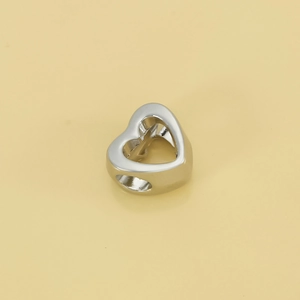 Cuenta de corazón hueco plateada para creación de joyas DIY y de pulseras