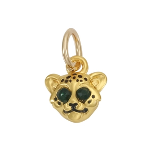 Gold Alloy Leopard Head Pendant With Rhinestone Eyes Animal Charm For DIY Bracelet Necklace Jewelry Making配件