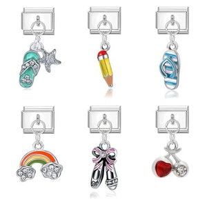 Italienische Modul-Charms mit bunten Emaille-Designs und funkelnden Strasssteinen