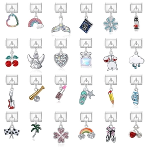 Italienische Charm-Kollektion mit Herzen und Regenbogen-Links aus Edelstahl