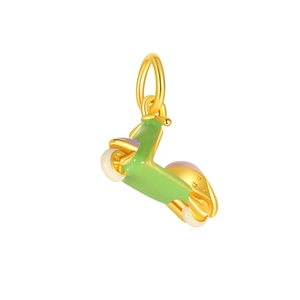 Golden scooter charm with green enamel for DIY jewelry making for bracelets and necklaces