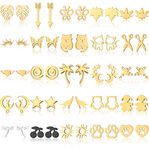 Minimalistische Titan Edelstahl Ohrstecker Für Herren Damen Unisex Tier Blatt Schmetterling Pfeil Form Punk Ohrstecker Schmuck