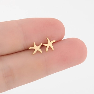 Minimalistische Gold-Seestern-Ohrstecker aus poliertem Edelstahl für Damen und Herren