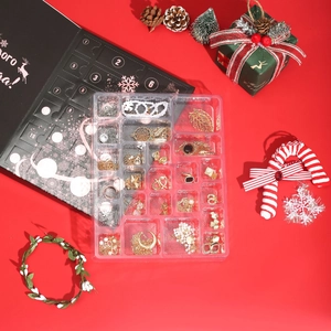 24-day Christmas advent calendar jewelry set with earrings and necklaces in gift box
