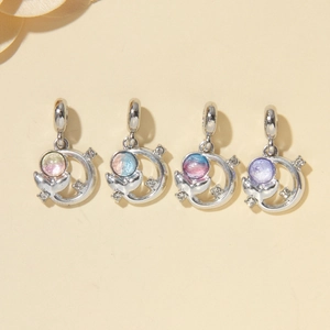 Farbenfrohes Meerjungfrau-Schwanz-Charm-Set mit Perlen und Strass für DIY-Schmuck