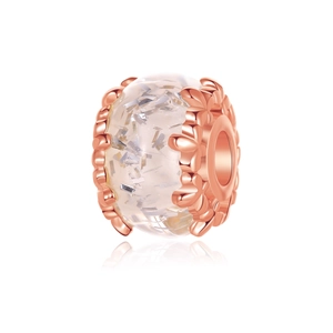 Roségoldene hohle Blumenperle mit funkelndem Harzkern für DIY-Schmuckarmbänder
