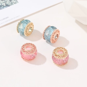 DIY silver foil sequins resin beads for jewelry making in light blue and pink colors