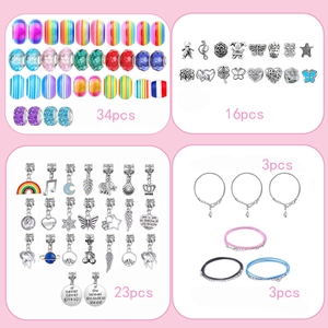 Kit de fabrication de bracelets arc-en-ciel DIY de 78 pièces avec perles et breloques