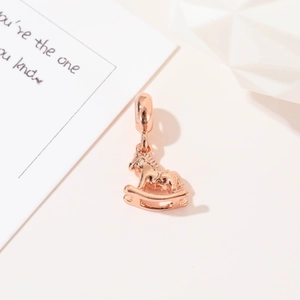 Charming rose gold rocking horse charm pendant for DIY bracelets and jewelry