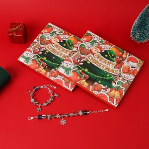 Christmas advent calendar gift box set with DIY beaded bracelets and holiday charms