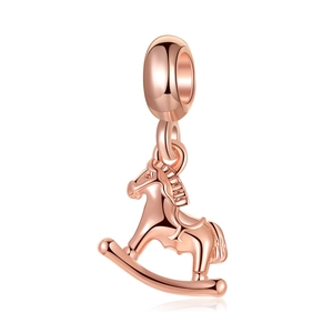 Rose Gold Alloy Rocking Horse Charm Pendant For DIY Bracelet Necklace Making Cute Animal Jewelry Accessories For Women Kids