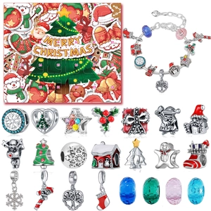 Christmas Advent Calendar Jewelry Set 24 Days Countdown Gift Box DIY Beaded Bracelet Kit For Women Girls Holiday Party Accessory