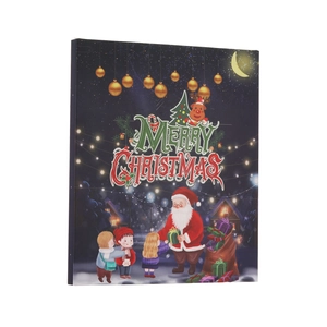 Scatola calendario dell'avvento blu scuro con Babbo Natale e illustrazione di regali