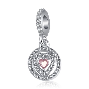 Fashion Alloy Pink Heart Rhinestone Dangle Charm Pendant For DIY Necklace Bracelet Jewelry Valentine's Day Gift For Women