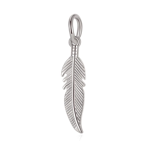 Pendentif plume argentée de style ethnique pour colliers et bracelets DIY bohèmes