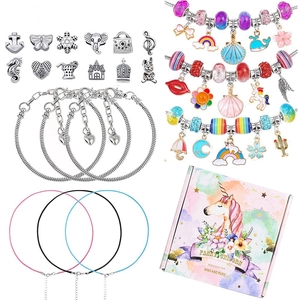 DIY Unicorn Bracelet Making Kit for Kids with Rainbow Beads and Jewelry Gift Box