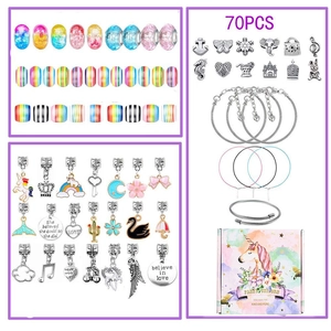DIY jewelry kit with unicorn pendants and colorful beads for handmade bracelets and necklaces