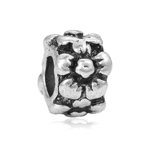 Cuentas de flores plata antigua para pulseras de abalorios estilo minimalista oxidado