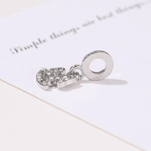Sparkling silver bear charm with white crystals for DIY bracelets and necklaces