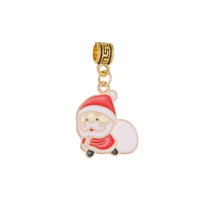 Pendentif Père Noël détaillé avec émail rouge et anneau doré pour création de bijoux DIY