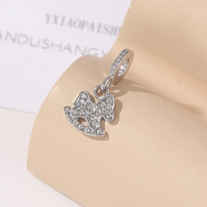 Charming silver horse pendant with white crystals for DIY necklaces and bracelets