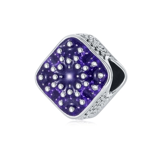 Abalorio Cuadrado de Aleación Cielo Estrellado Azul Esmalte Diamante de Imitación para Pulsera Collar DIY Accesorio de Creación de Joyas