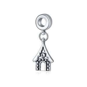 Colgante casa de Navidad en plata de ley con diseño de nieve para pulseras DIY