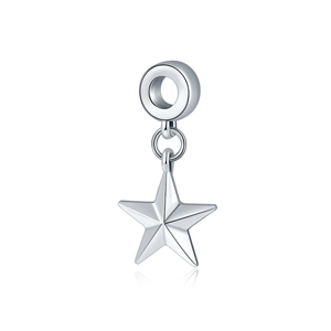Colgante de estrella plateada pulida con agujero grande para pulseras y collares DIY