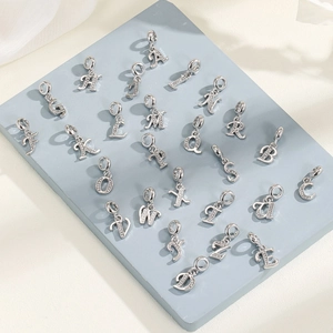 Englische Alphabet Buchstaben Charms Legierung Zirkonia Eingelegt A-Z Anhänger Für DIY Halsketten Armband Damen Schmuck Zubehör