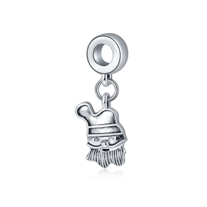 Colgante de Papá Noel de plata en metal pulido para creación de joyas navideñas DIY
