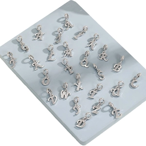 26 Alphabet-Buchstaben-Anhänger aus Silbermetall mit Kristallbesatz für DIY-Schmuck