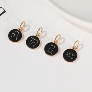 Minimalistische Emaille-Sternzeichen-Anhänger mit Goldrand für DIY-Schmuck und Armbänder