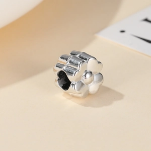 Cuentas espaciadoras de trébol de cuatro hojas de plata pulida para joyas DIY y pulseras