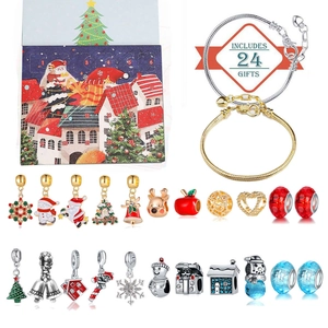 Calendario dell'Avvento di Natale Kit per la Creazione di Braccialetti Fai-da-Te per Ragazze Donne Set di Gioielli in Lega
