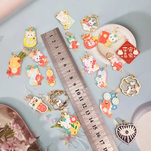 DIY Chinese Zodiac Dragon and Fortune Enamel Pendants for Jewelry Making with Size Reference