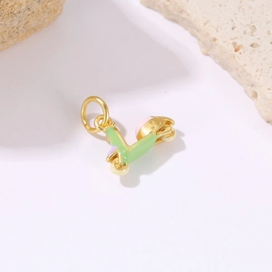 Golden motor scooter pendant with green and pink enamel for DIY bracelet making