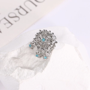 Silver snowflake charm pendant with light blue crystals for DIY jewelry bracelets