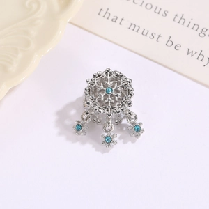 Ethnic snowflake charm with blue zircon tassels for DIY bracelets and necklaces