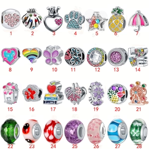Breloques colorées en argent 925 et verre pour bracelets faits main arc-en-ciel