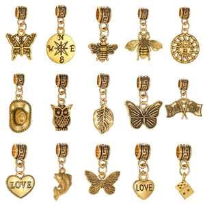 Vintage Gold Legierung DIY Anhänger Charms Für Schmuckherstellung Schmetterling Sonne Herz Biene Eule Kompass Zubehör