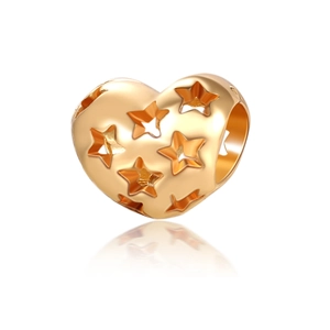 Cuentas de Charm de Aleación de Corazón con Estrellas Caladas para DIY Pulsera Accesorios de Joyería Oro Plata Antigua