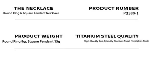 Detailed chart showing weight and material specifications for titanium steel necklaces