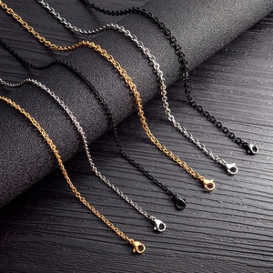 Fashionable stainless steel cross link chains in gold, silver and black with lobster clasps