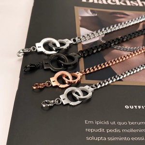 Titanium Steel Handcuff Bracelet With Unlock Put Down Engraved Cuban Link Chain Adjustable Unisex Fashion Jewelry Bracelet Accessories